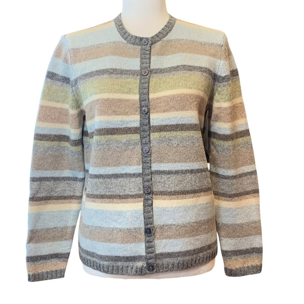 Carroll Reed Vintage Lambswool Cardigan Women M Striped Poetcore English Country